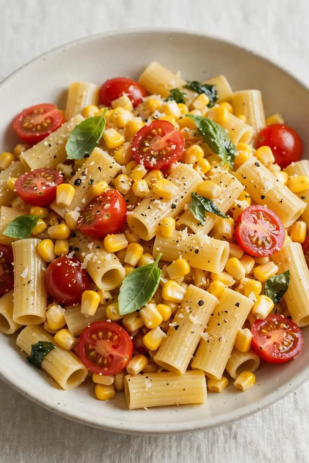 fresh corn pasta cherry tomatoes