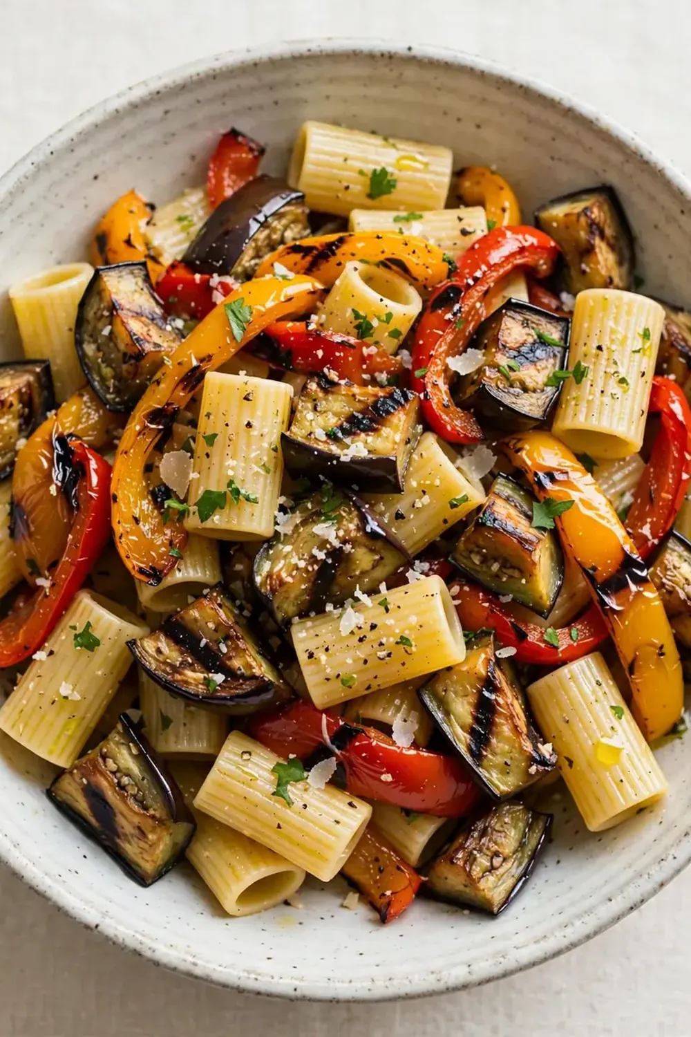 pasta grilled eggplant bell peppers