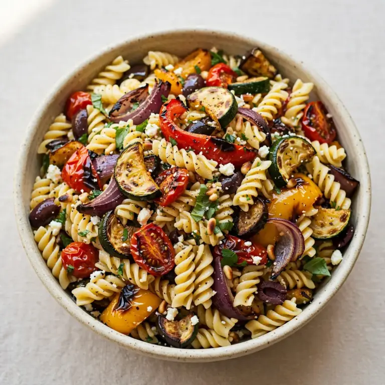 Geröstetes Gemüse-Rotini-Pasta-Salat Serviert Wie Vom Italiener