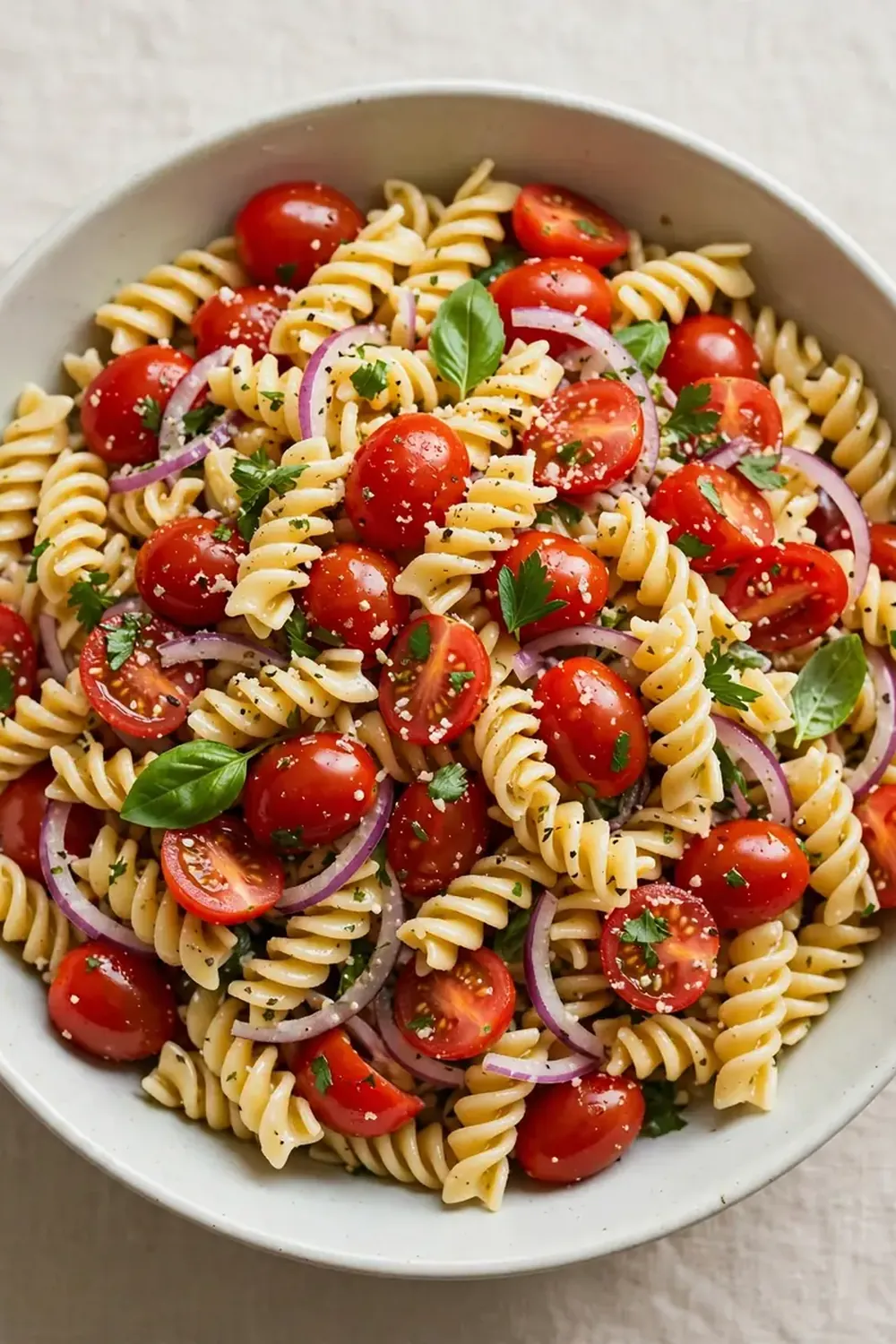 cold pasta salad cherry tomatoes