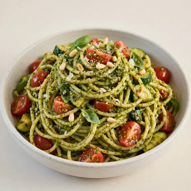 Leichtes Sommer-Pesto-Pasta-Gericht
