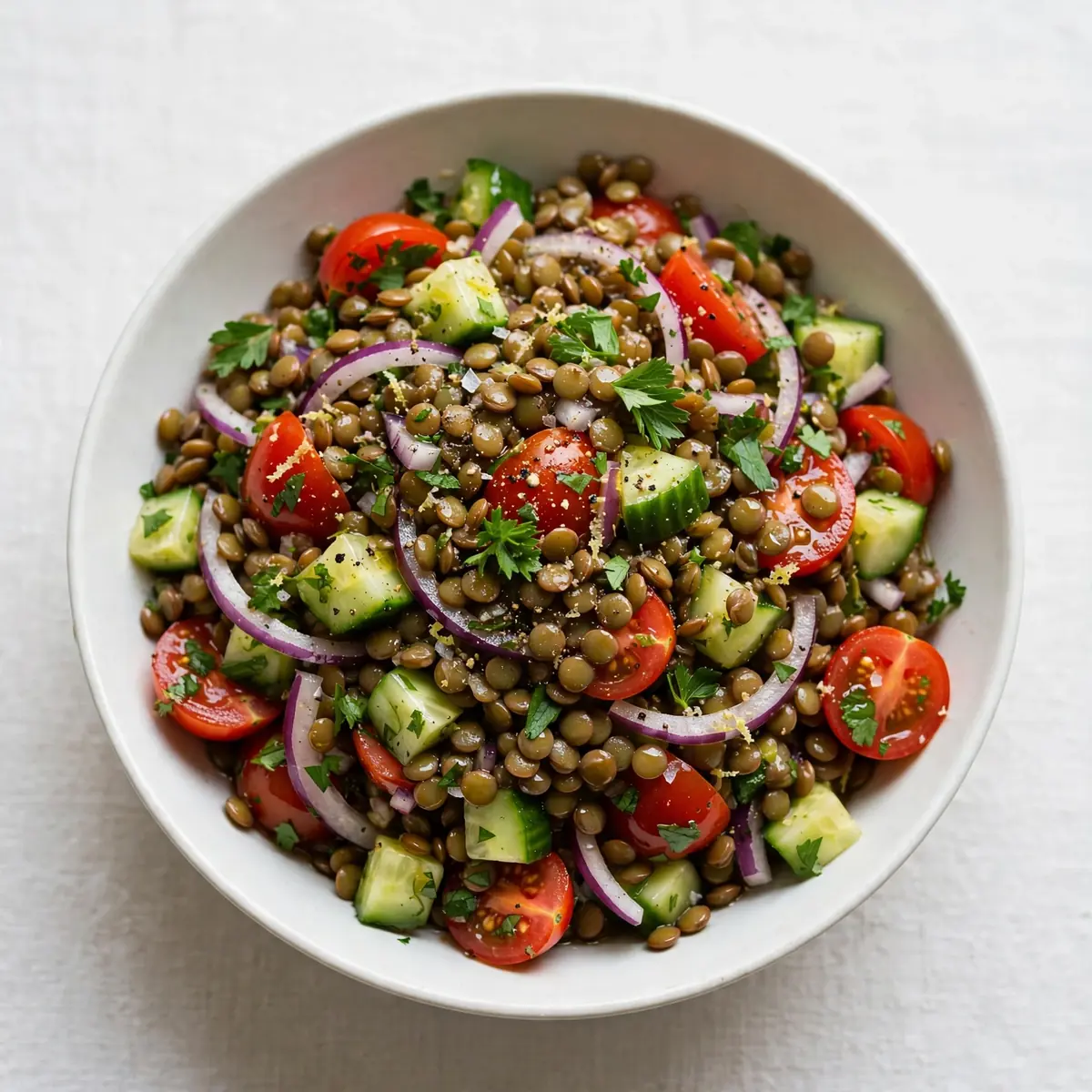Restaurant-Qualität: Kalter Linsen-Tomaten-Salat