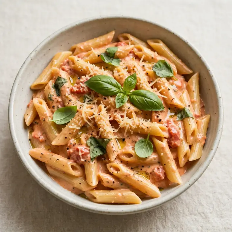 Restaurant-Reife Cremige Tomaten-Basilikum-Penne