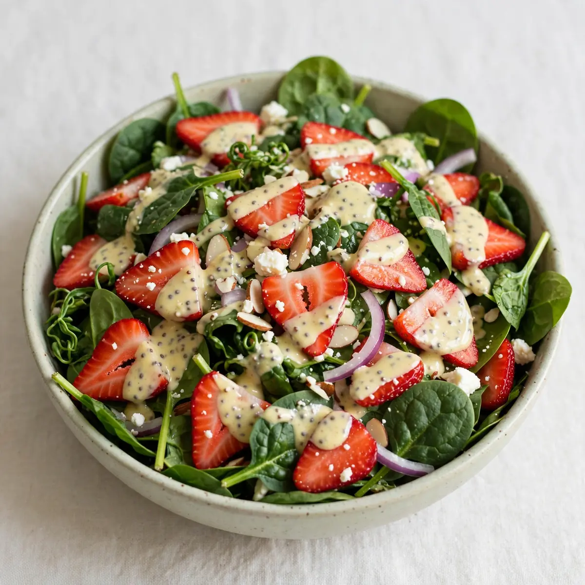 Restaurant-Reifer Erdbeer-Spinat-Salat mit Mohn-Dressing