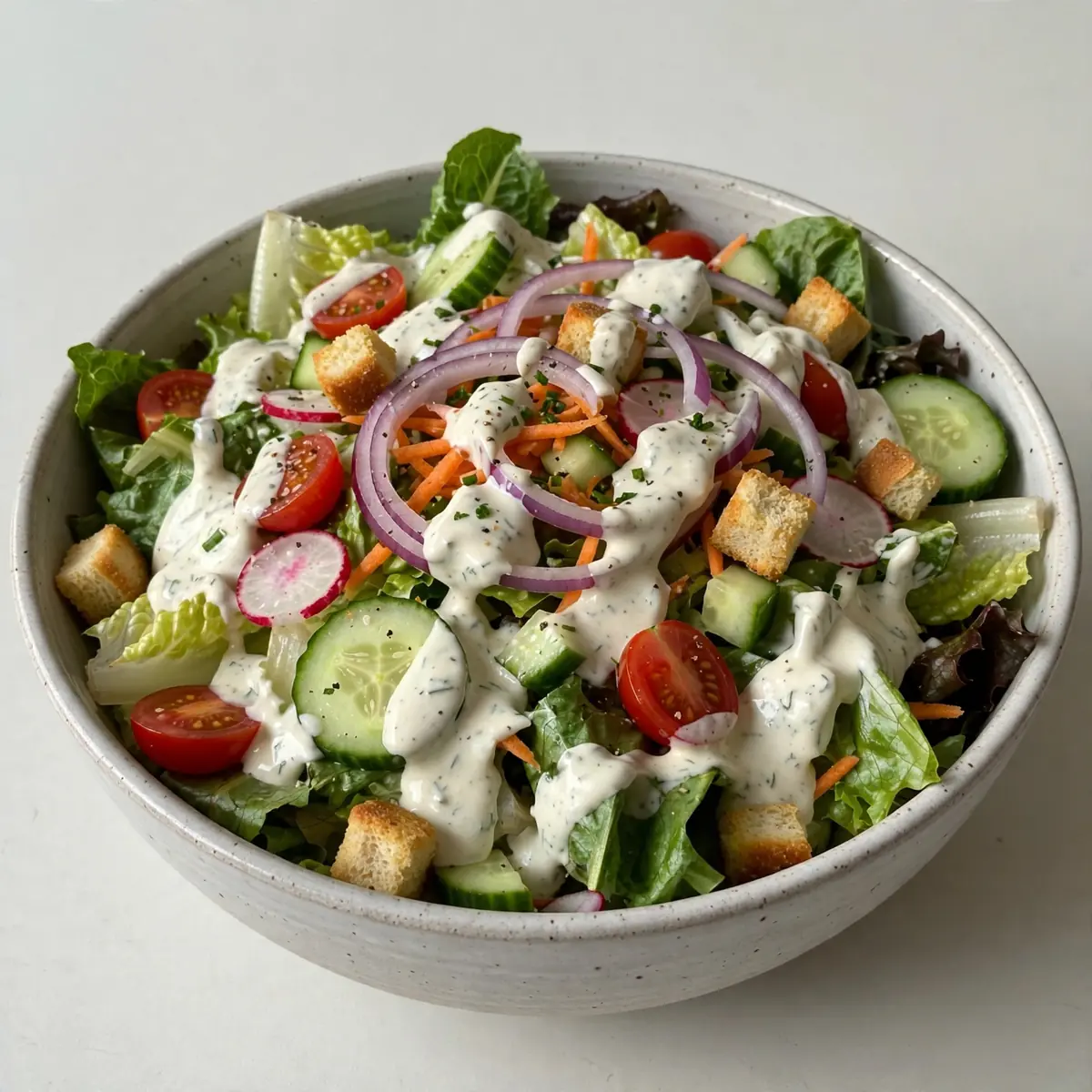 Restaurant-Reifer Garten-Salat mit Cremigem Ranch-Dressing