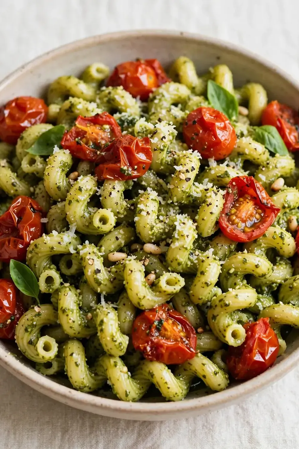 Pesto Cavatappi with Roasted Cherry Tomatoes