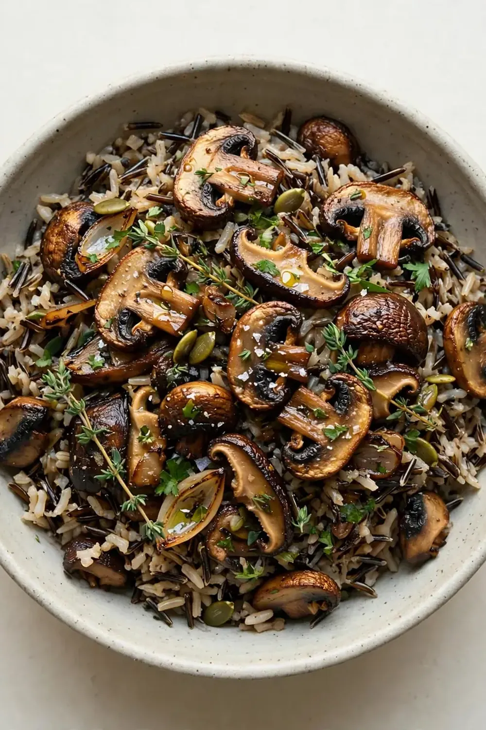 Wild Rice and Roasted Mushroom Bowl