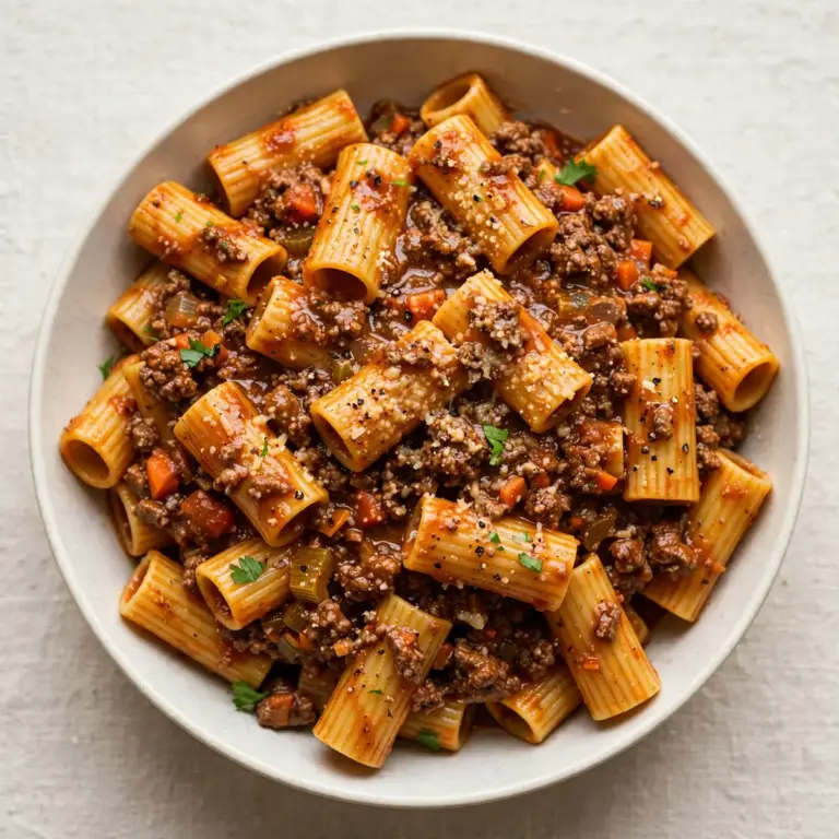 Restaurant-Würdig: Klassische Beef Bolognese mit Rigatoni