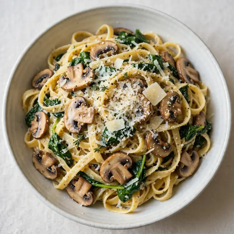 Restaurant-Würdig: One-Pot Pilz-Spinat-Fettuccine