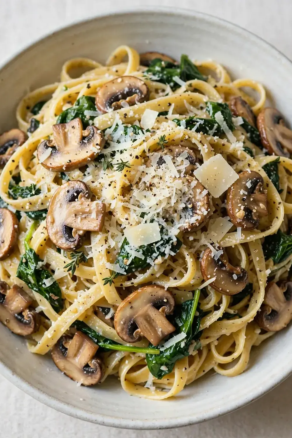 One-Pot Mushroom and Spinach Fettuccine