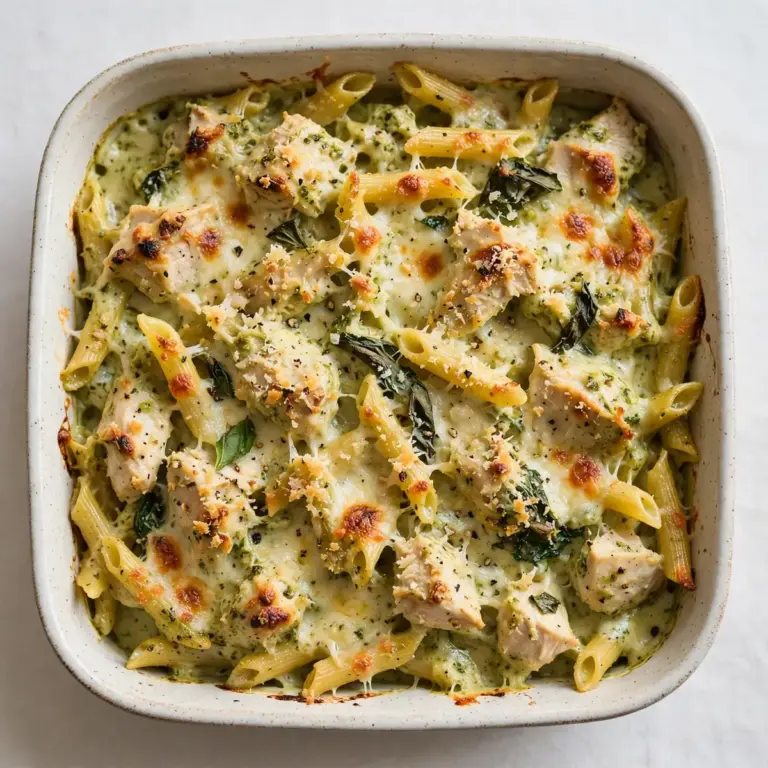 Restaurant-Würdiges Cremiges Pesto-Hähnchen-Pasta-Bake