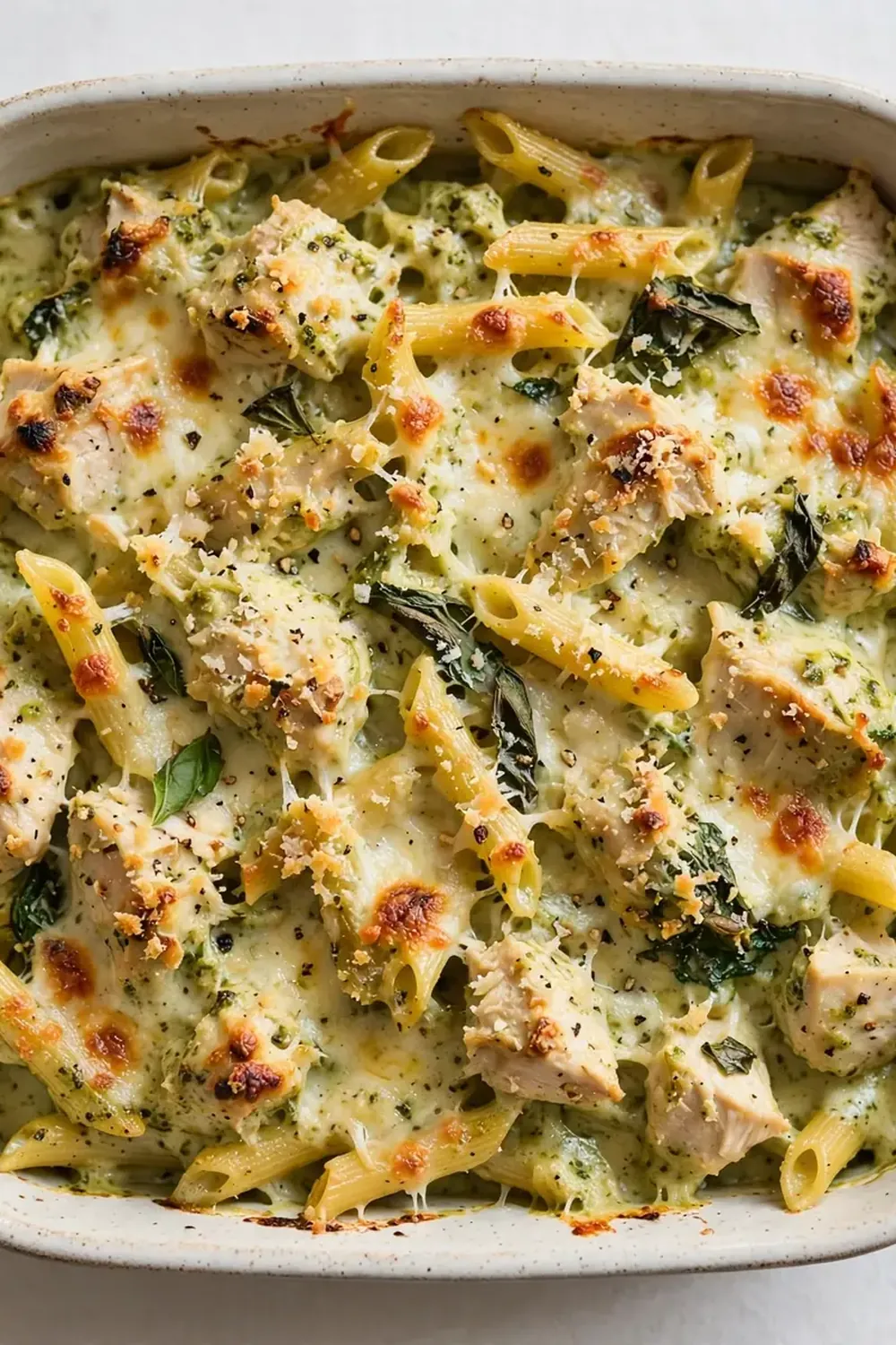Creamy Pesto Chicken Pasta Bake