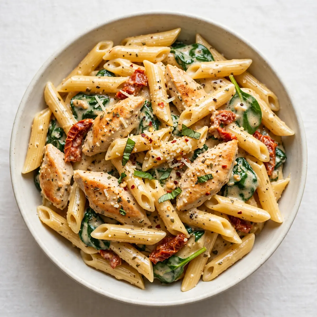 Restaurant-Würdiges One-Pot Toskanisches Hähnchen-Penne