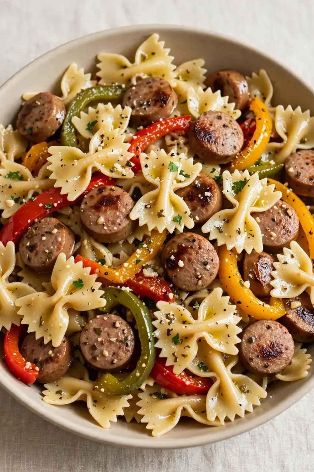 Sausage and Pepper Farfalle (Turkey Sausage)