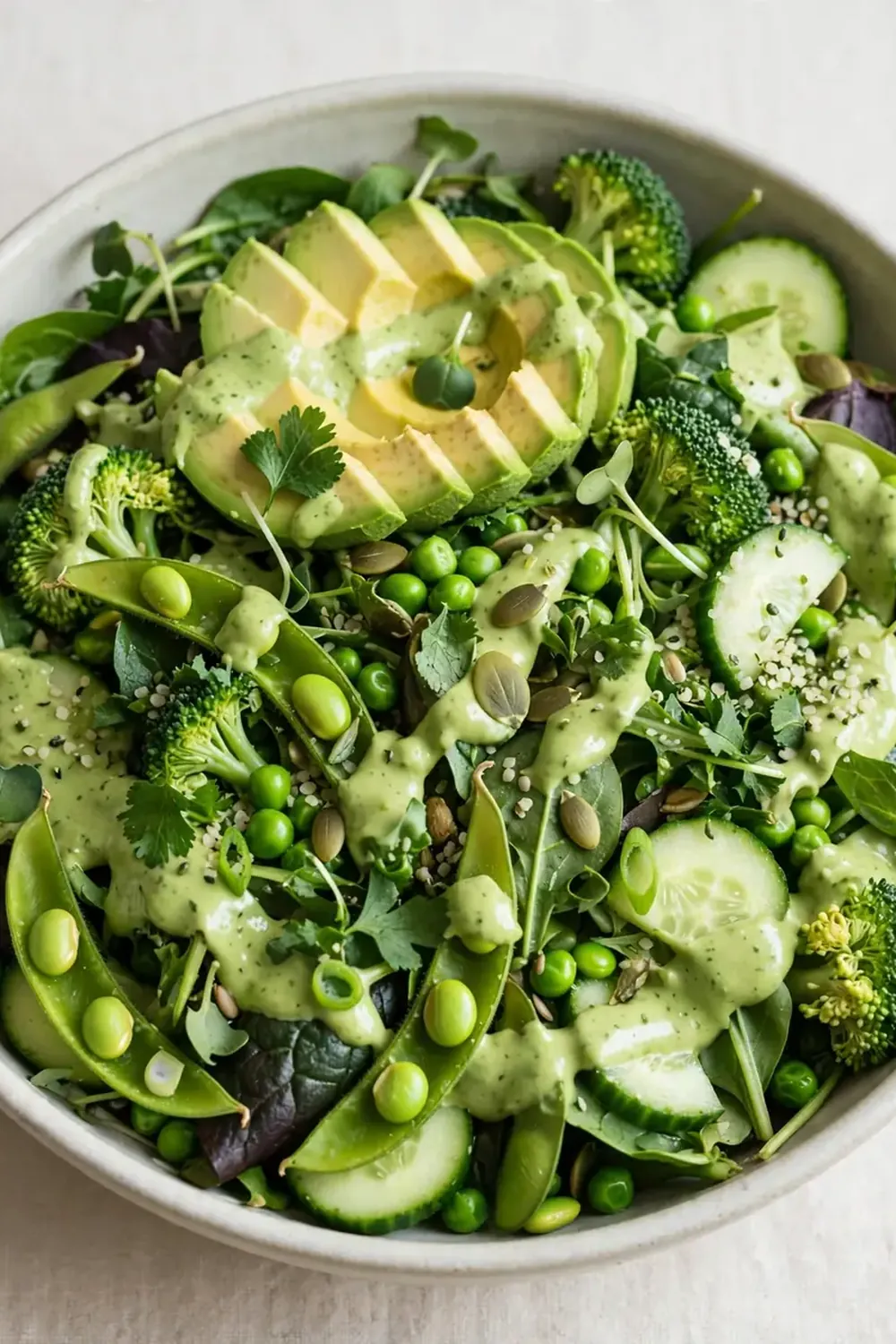 Everything Green Salad with Avocado Dressing