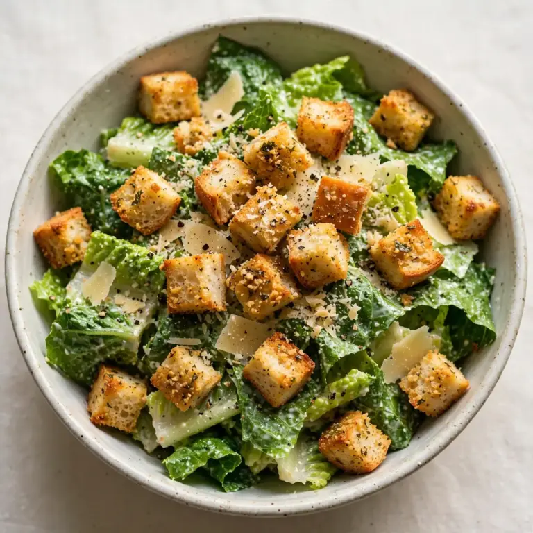 Restauranttauglicher Caesar Salad mit Knoblauch-Croutons