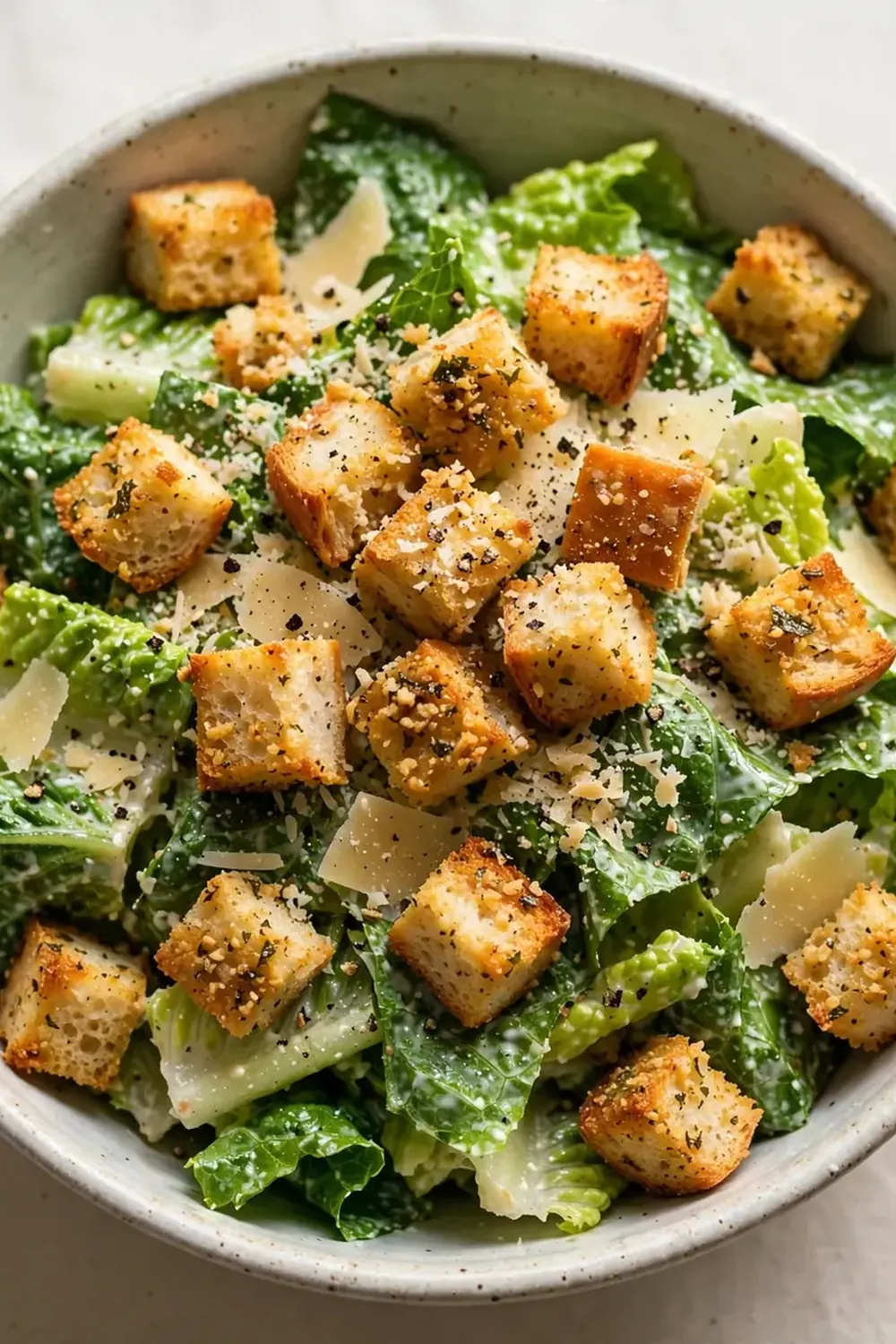 Classic Caesar Salad with Homemade Garlic Croutons