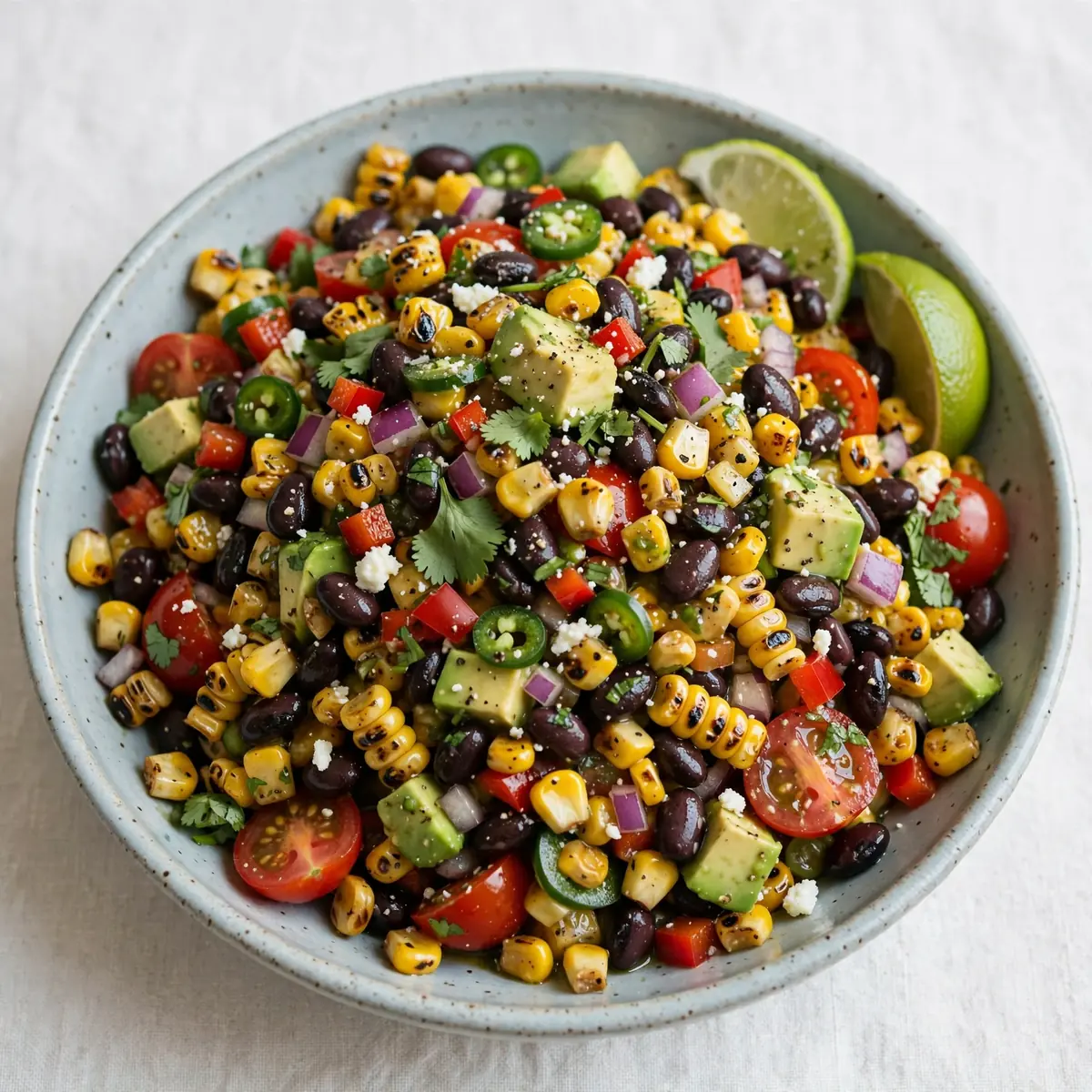 Restauranttauglicher Gegrillter Mais-Black-Bean-Sommersalat