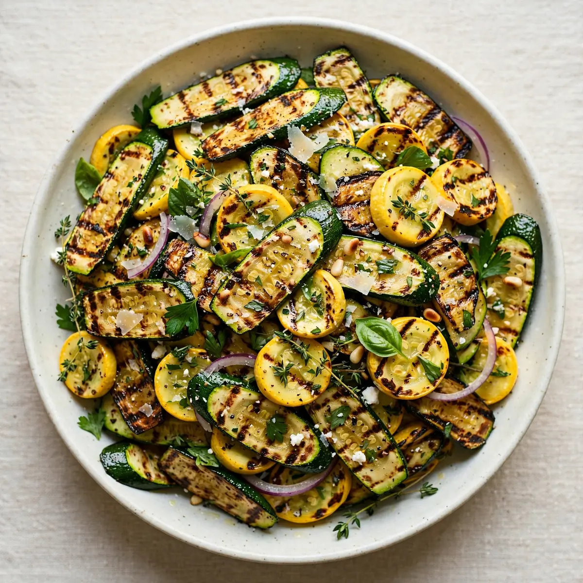 Restauranttauglicher Gegrillter Zucchini- und Kürbissalat