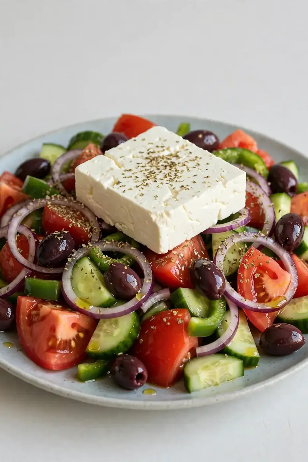 Traditional Greek Salad with Block Feta