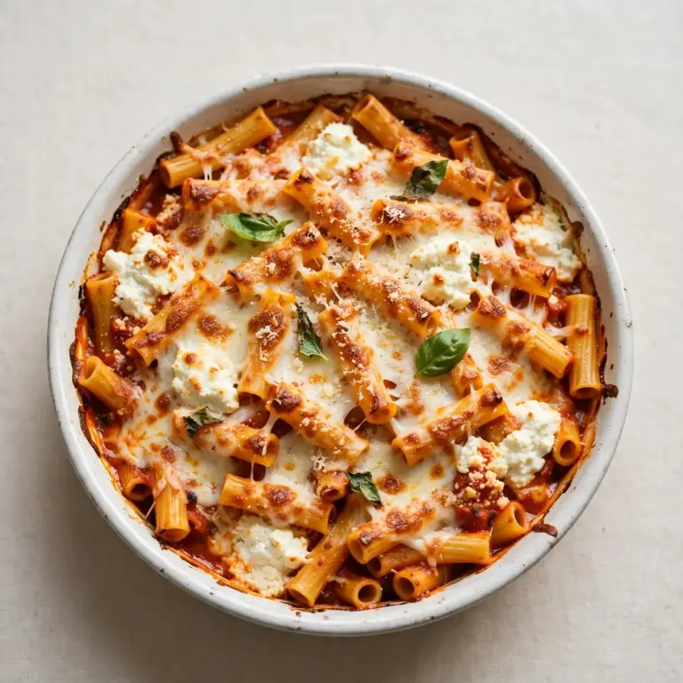 Restauranttauglicher Klassischer Baked Ziti mit Ricotta und Mozzarella