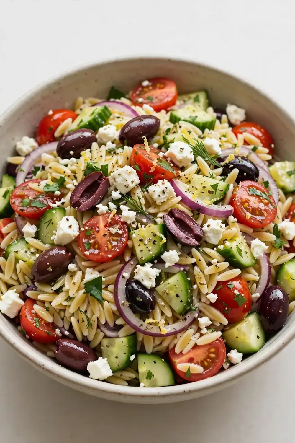 Mediterranean Orzo Salad with Feta and Olives