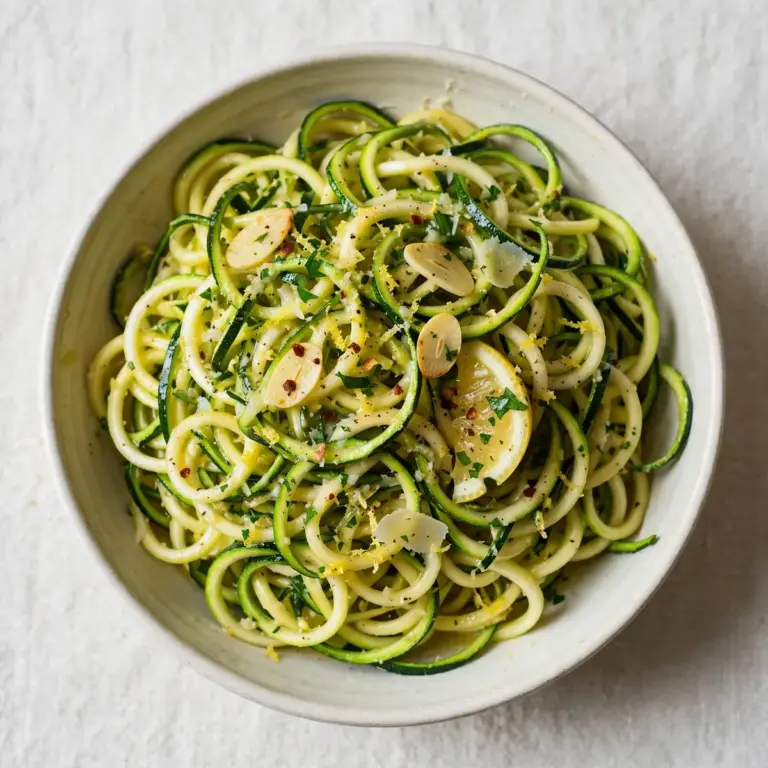 Zucchini Pasta mit Zitronen-Knoblauch-Soße